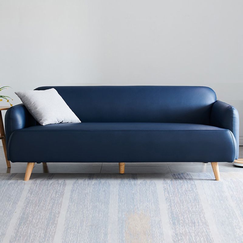 Faux Leather Recessed Arm Sofa Contemporary Standard Sofa, 31.49" W