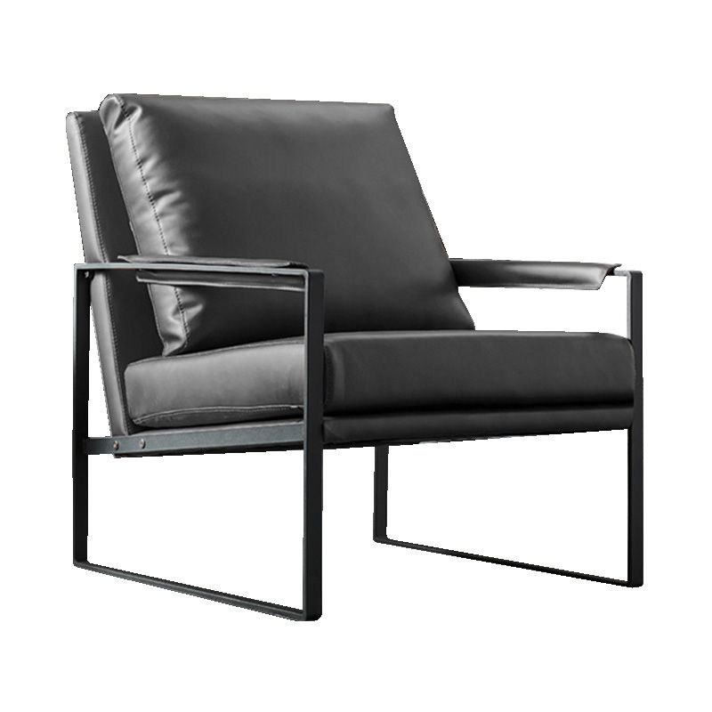 Solid Color Office Leather Arms Included with Cushion with Black Legs Armchair