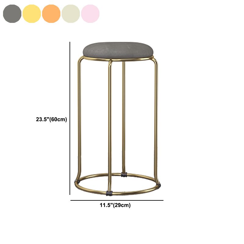 Glam Round Seat Counter Stool Faux Leather and Fabric Backless Counter Chair