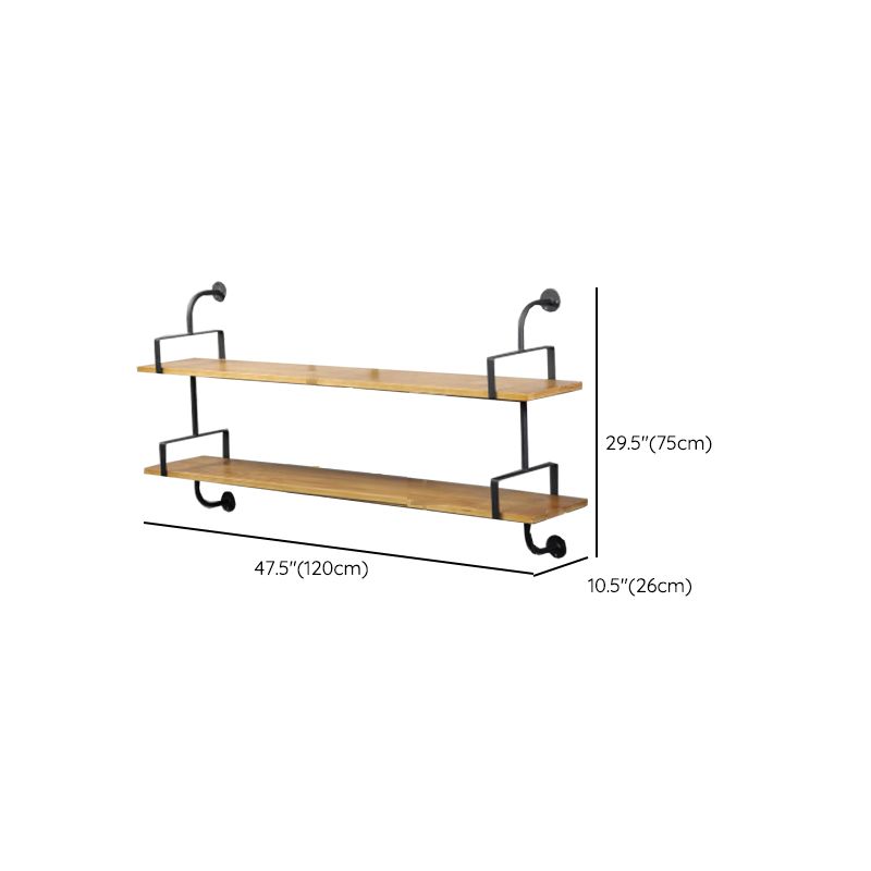 Metal and Wooden Shelf Bookcase Floating Open Wall Mounted Book Shelf for Study Room