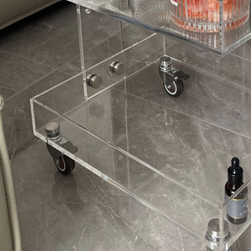 Ultra-Modern Plastic Rectangular End Table Double Tier Corner Table with Storage