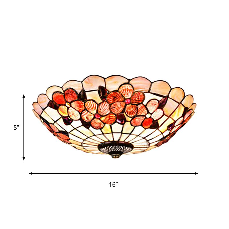 Plafonnier à motif pivoine, coquille Tiffany, 3/4 ampoules, plafonnier rose, 12"/16"/21" de diamètre