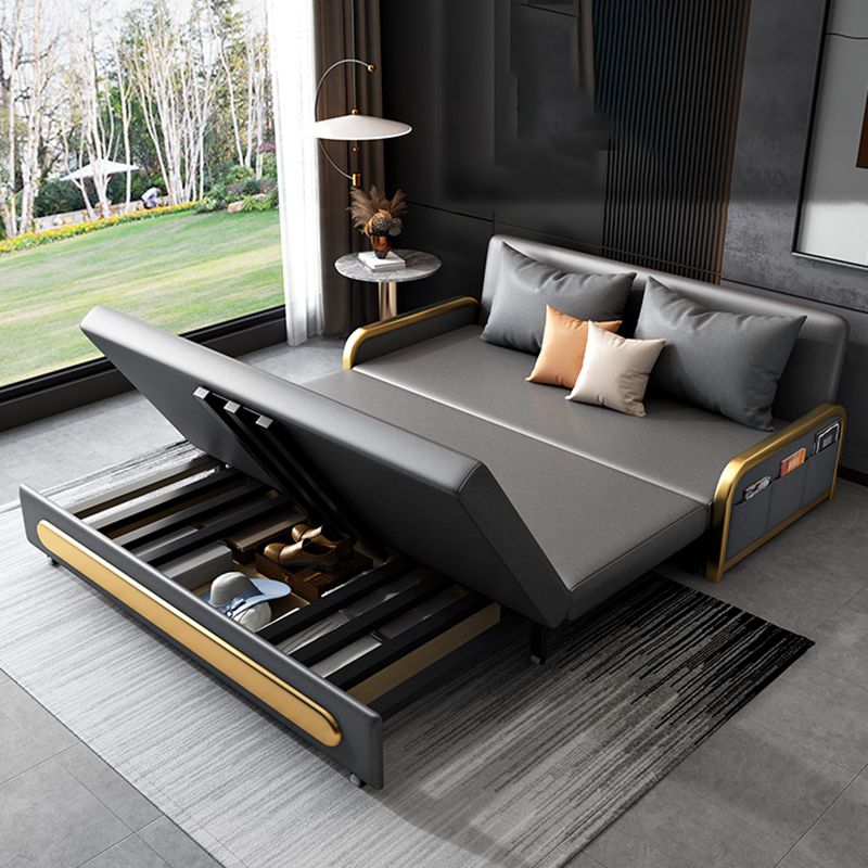 Glam Pillow Included Sofa Futon Grey Cushion Back Futon Sofa Bed