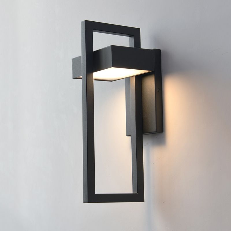 Minimalism Black Wall Light Sconces Metal Outdoor 1-Light Wall Mount Lamp