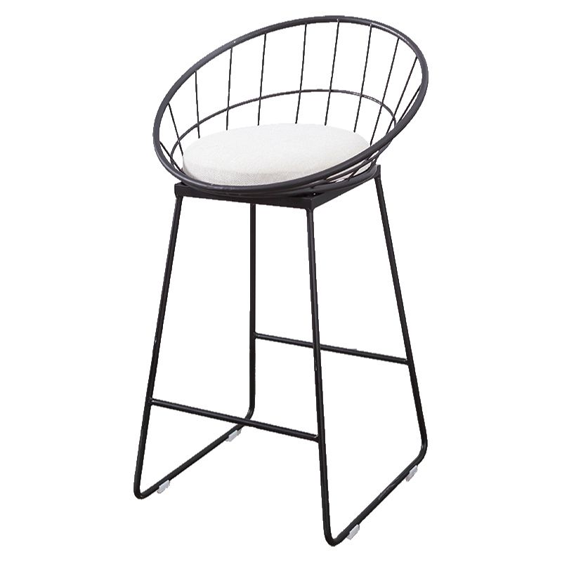 Glam Bucket Bar-stool Upholstered Footrest Low Back Shop Counter & Bar Stool