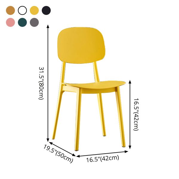 Sillas de comedor escandinavas de plástico sin brazos, silla lateral con respaldo abierto (juego de 4)