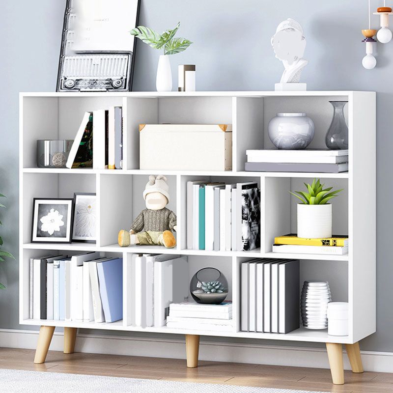 Closed Back Engineered Wood Shelf Bookcase Contemporary Bookshelf for Study Room
