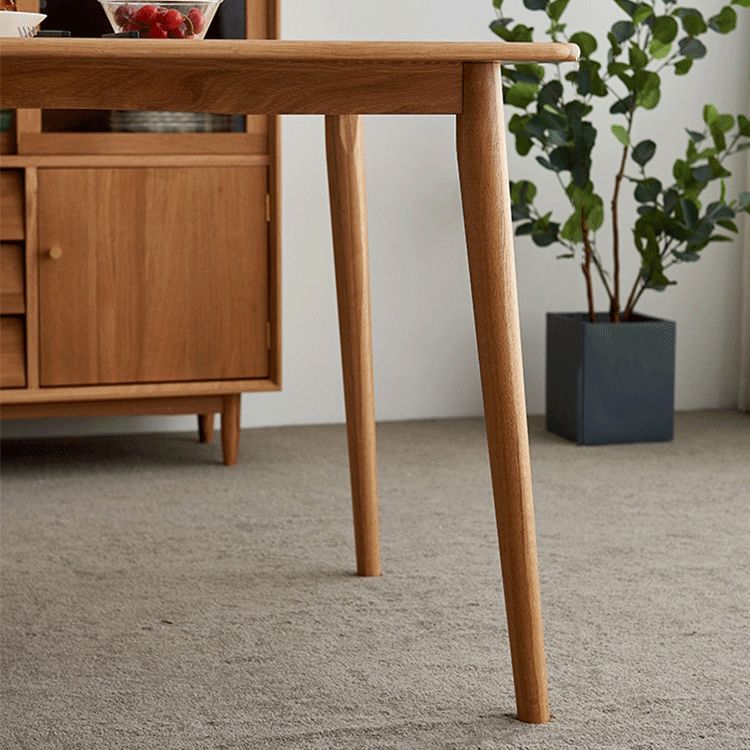 Moderne eiken houten tafel in de natuur rechthoekige eettafel met houten basis en 4 poten