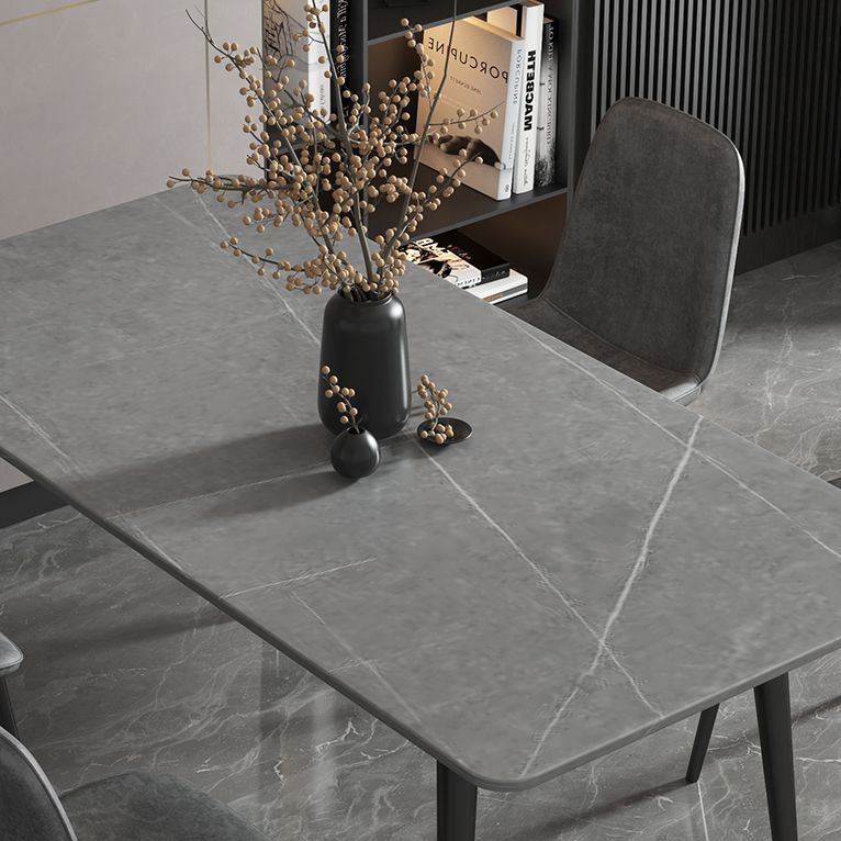 Stone Top Dining Table Industrial 4 Legs Dining Table for Dining Room