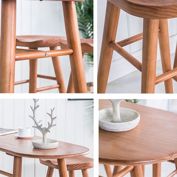 Glam 1/3 Pieces Bar Table Set Rectangle Wooden Counter Table for Home Use