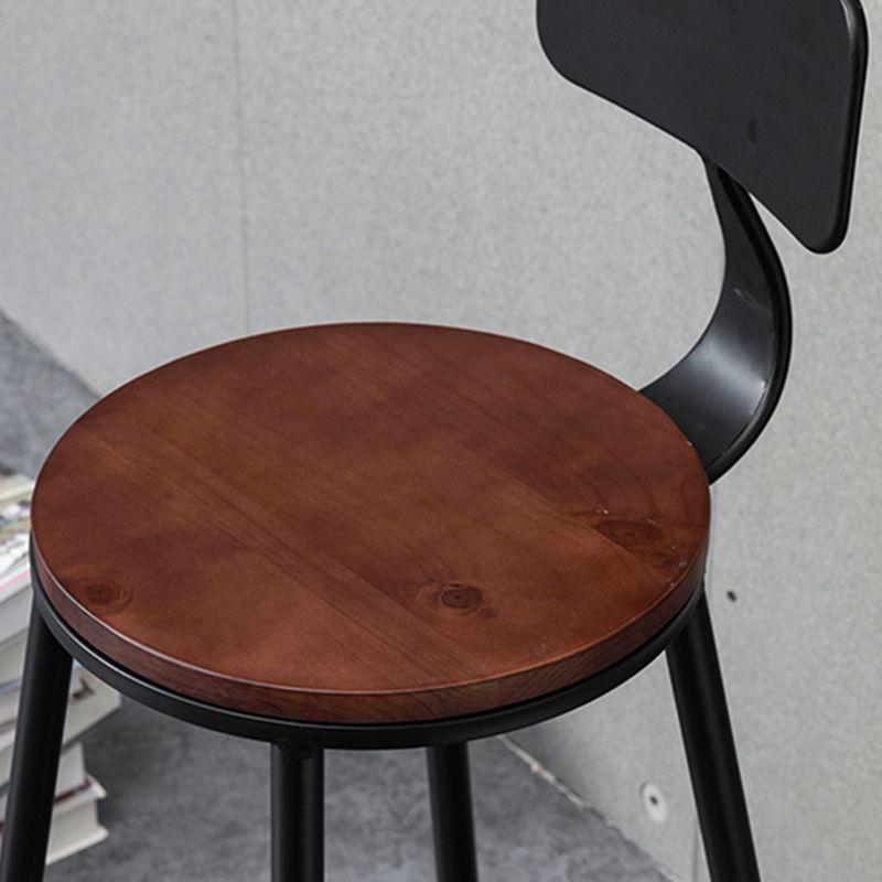 Indoor Industrial Wood Top Barstool Metal 4 Legs Bar Stool with Pedal