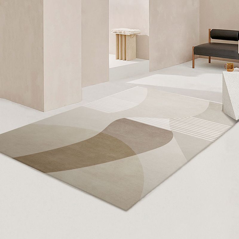 Simple Light Carpet Colored Block Area Carpet Polyester Non-Slip Pet Friendly Rug