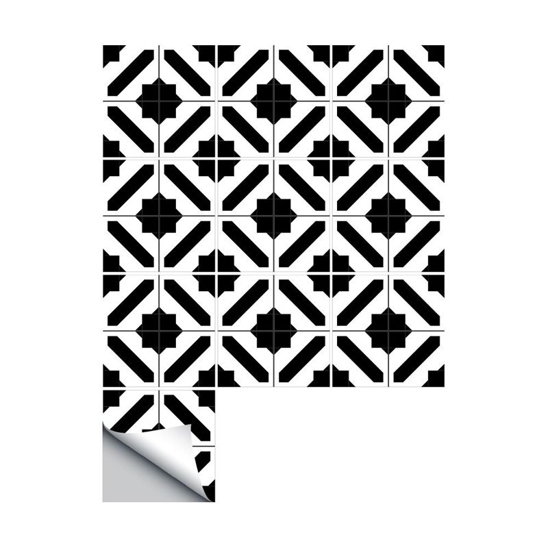 Black Checkered Wallpaper Panel Set Self-Adhesive Contemporary Washroom Wall Decor