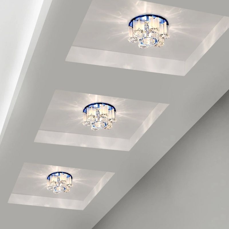 Mushroom Shaped Crystal Downlight Modern LED Flush Mount Recessed Lighting for Hallway