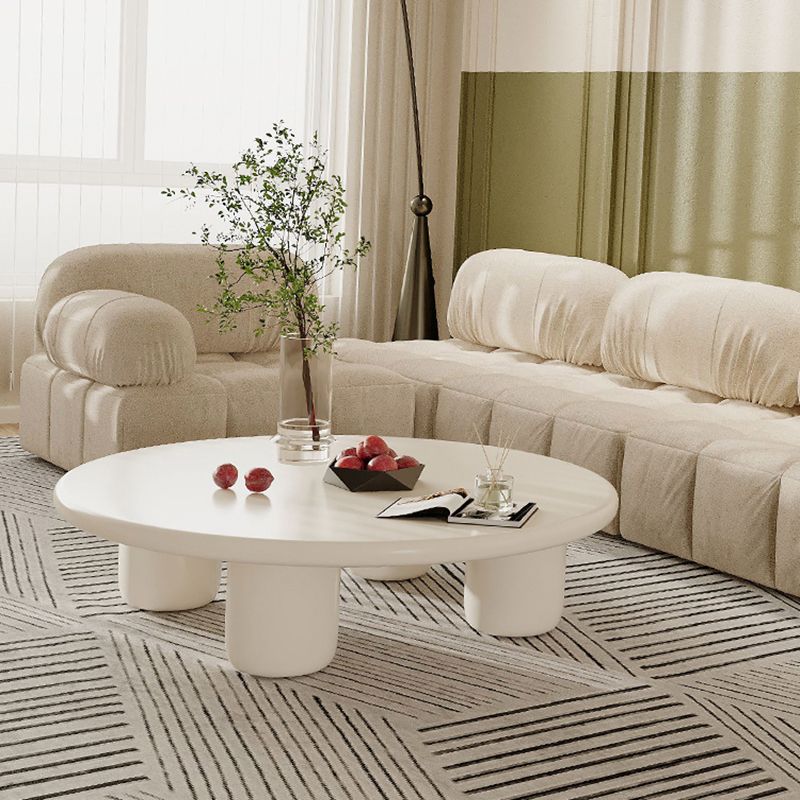 Solid Wood 4 Legs Coffee Table Round Modern Minimalist Coffee Table