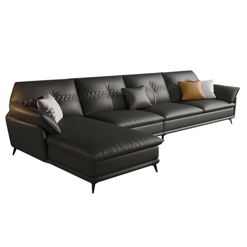 Contemporary Faux Leather Stationary Living Room Pillow Top Arm Seating