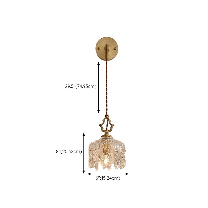 Modern Wall Light Sconce Glass Wall Light Fixture with Crystal for Bedroom