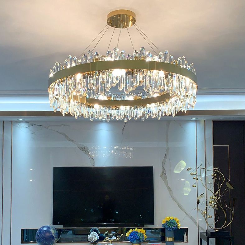 Minimalist Ceiling Pendant Light Ring Crystal Chandelier Lighting for Living Room