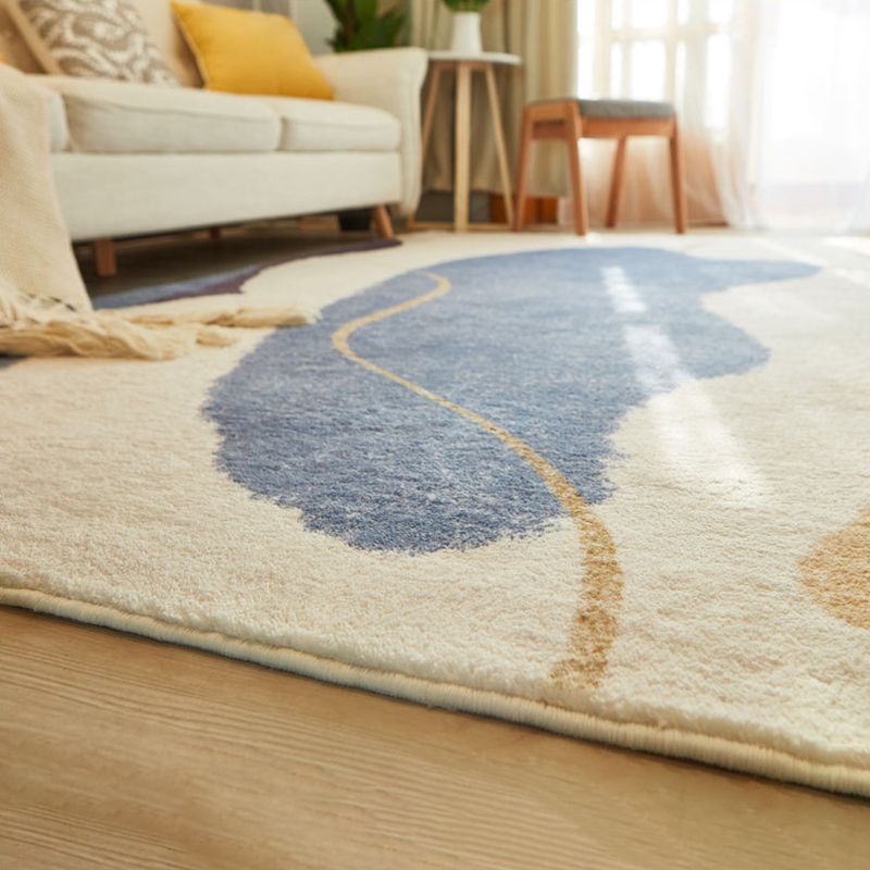 Yellow Modern Carpet Polyester Graphic Area Rug Non-Slip Backing for Living Room