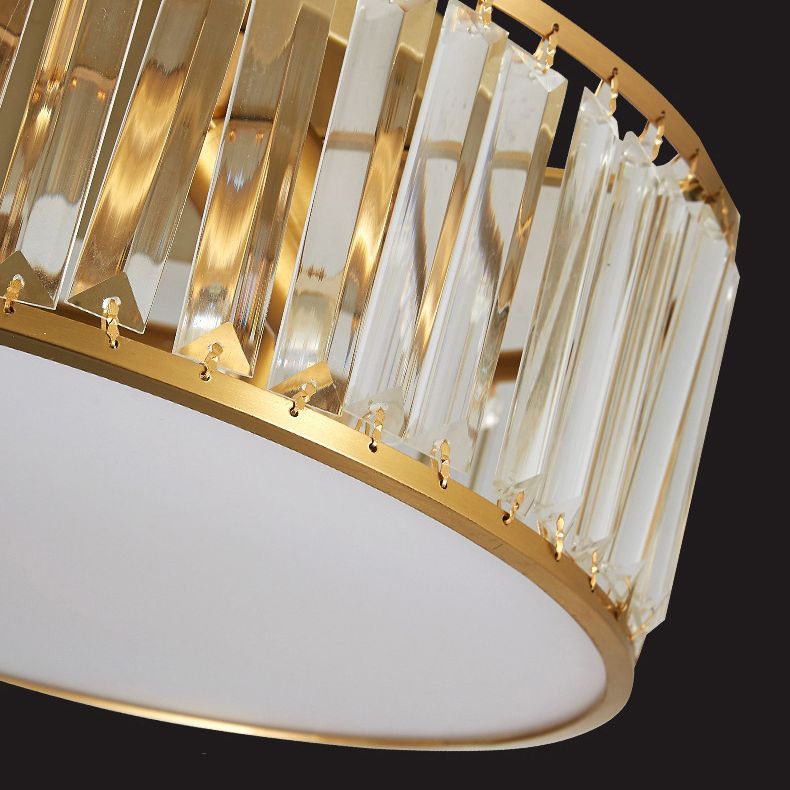 Plafonnier géométrique en laiton de style rétro colonial, plafonnier d'intérieur en cuivre avec abat-jour en cristal