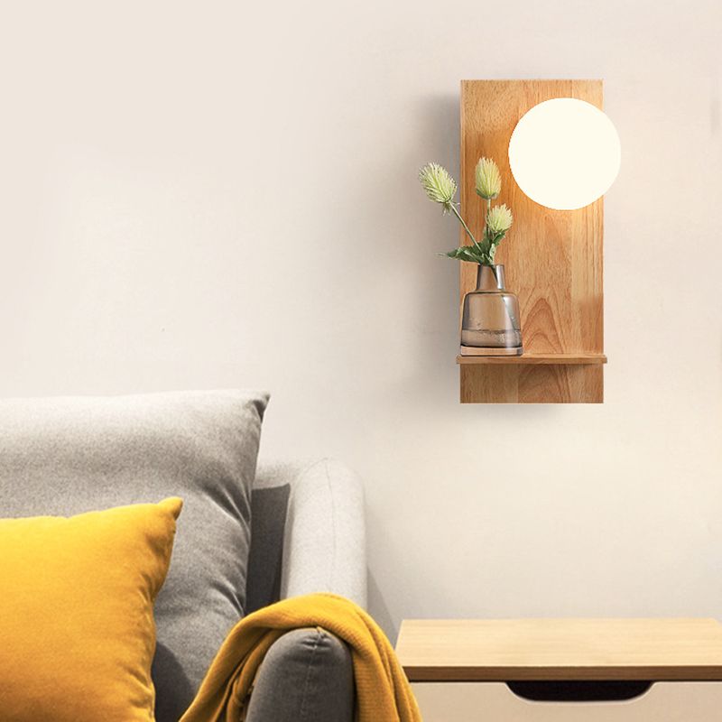 1 Light Wall Light Sconce Modern Wood Wall Light Fixture for Dining Room without plant