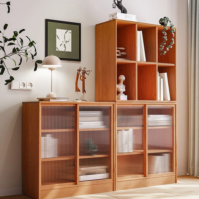 Modern Style Bookcase Solid Wood Closed Back Bookshelf for Home Office