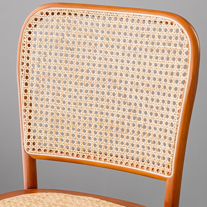 Contemporary 45" Height Backrest Solid Wood and Rattan Counter Stool