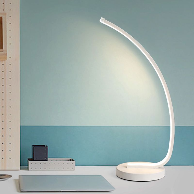 Bent Bedroom Reading Task Light Metal Modern Style LED Night Table Lighting in Black/White