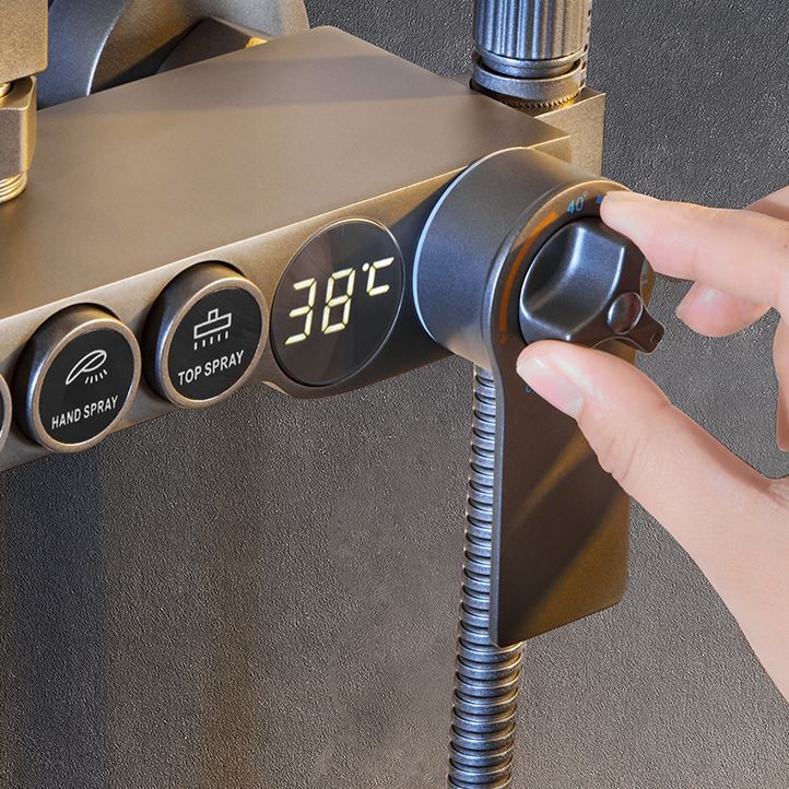 Modern Shower System Rectangle Handle Lever Wall Mounted Copper Shower System