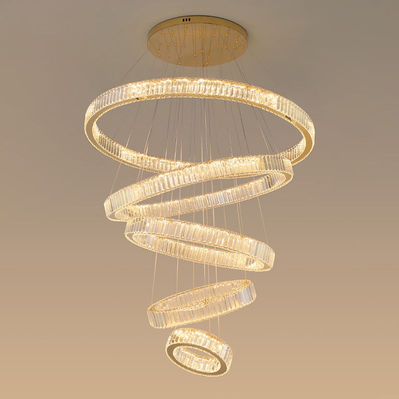 Multi-Tier Modern Style Chandelier Lighting Fixtures Crystal Hanging Chandelier in Gold