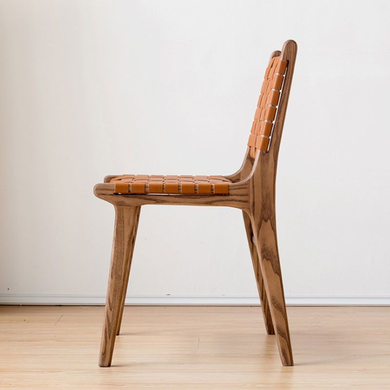 Solid Wood Faux Leather Contemporary Armless Dining Room Chair
