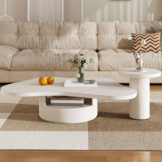 Abstract Coffee Table Wood Geometric Coffee Coffee or End Table with Drawer