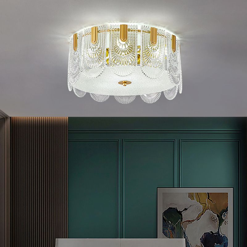 Iluminación de techo de montaje empotrado simple Lámpara de techo de vidrio contemporánea en oro