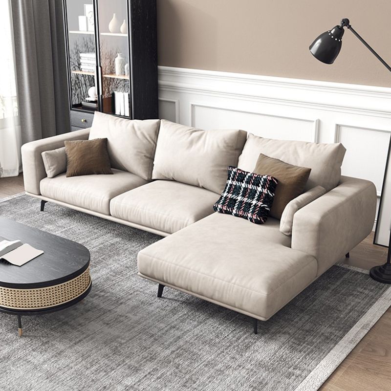 White Faux Leather Sofa & Chaise Loose Back Cushions Sofa - 25.59" H