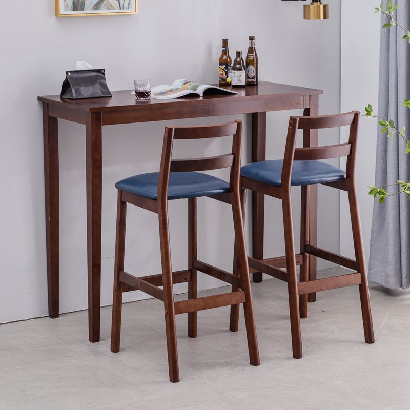 Traditional Rectangle Solid Wood Living Room Bar Dining Table