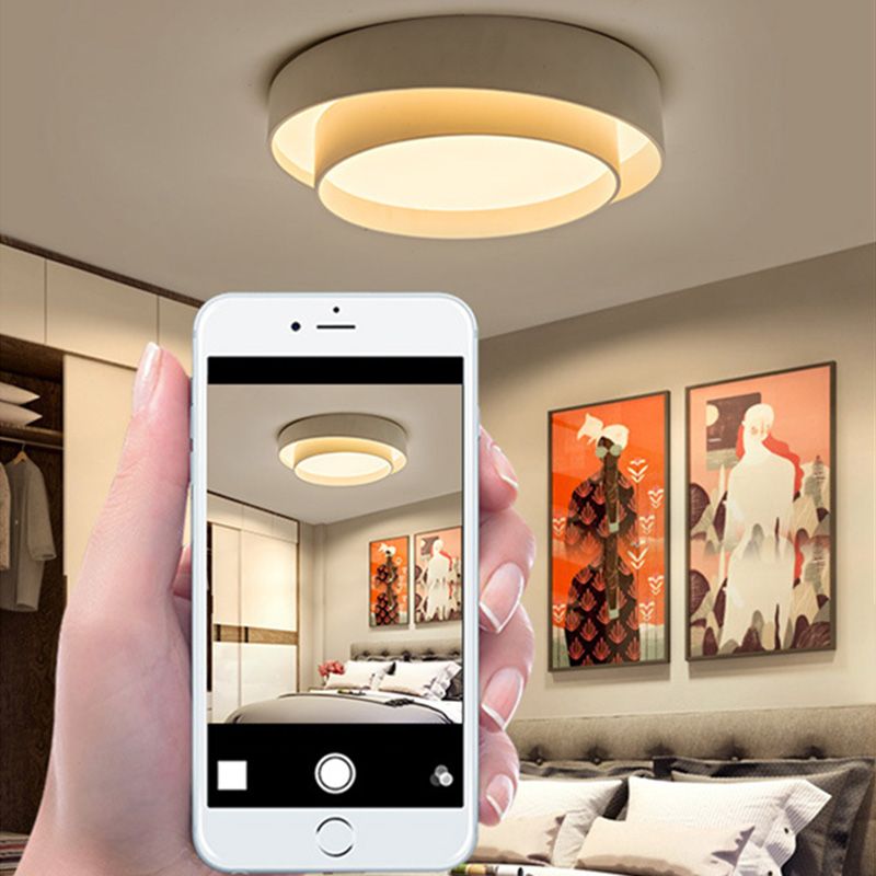 Lámpara de techo moderna de montaje empotrado con arte en hierro y pantalla acrílica para sala de estar