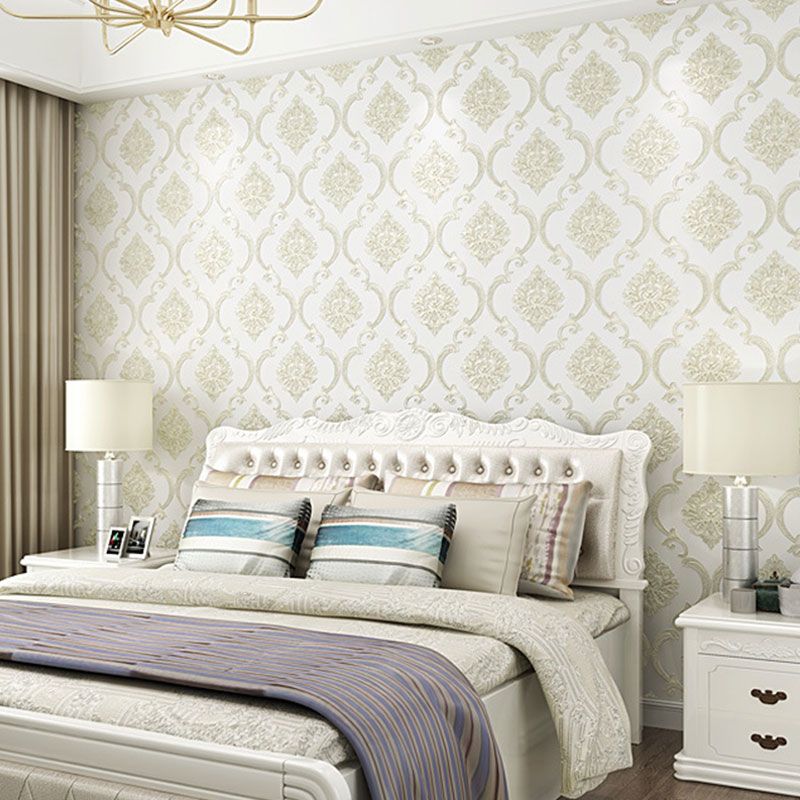 Pastel Colored Damasque Wallpaper 28.5 sq ft. Non-Pasted Moisture-Resistant Wall Covering