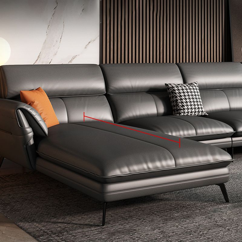 Contemporary Genuine Leather Living Room Pillow Top Arm Seating