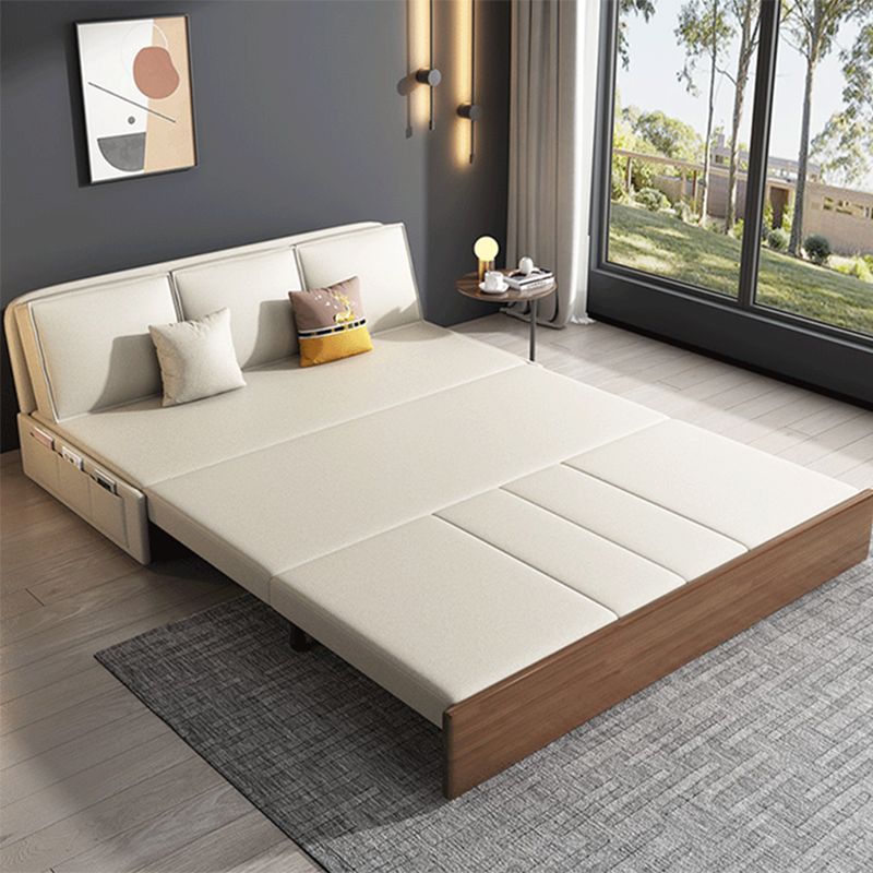 Modern Style 29.52"H Faux Leather Armless Sofa Bed with Storage