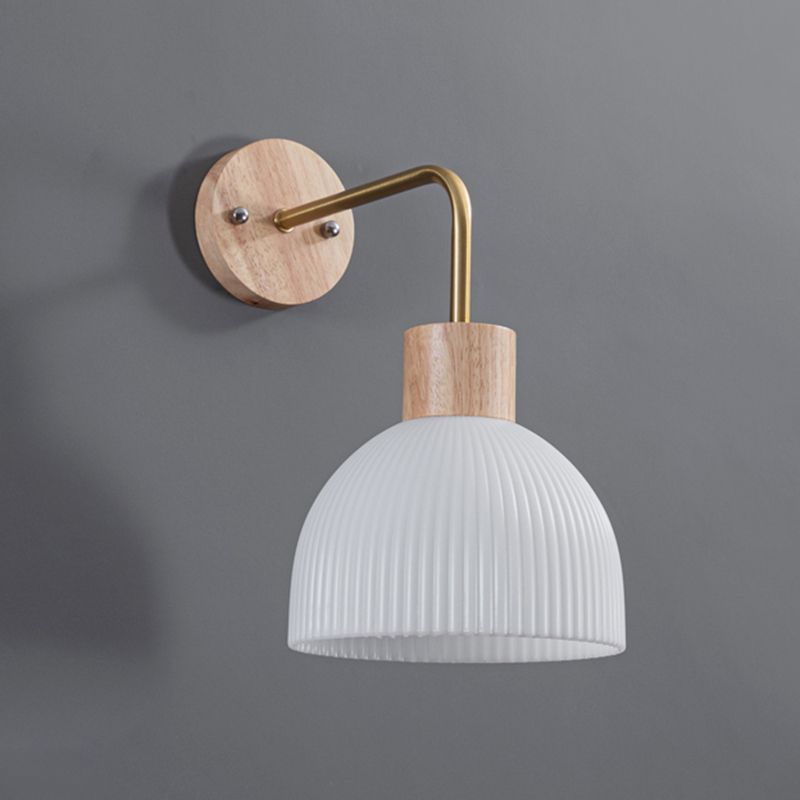 Modern Simple Wooden Wall Light Dome Shape Wall Lamp for Living Room