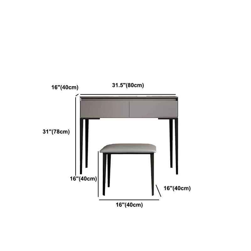 Gray Wooden Vanity, 31.5"/39.4" Wide Makeup Vanity Set with Stool