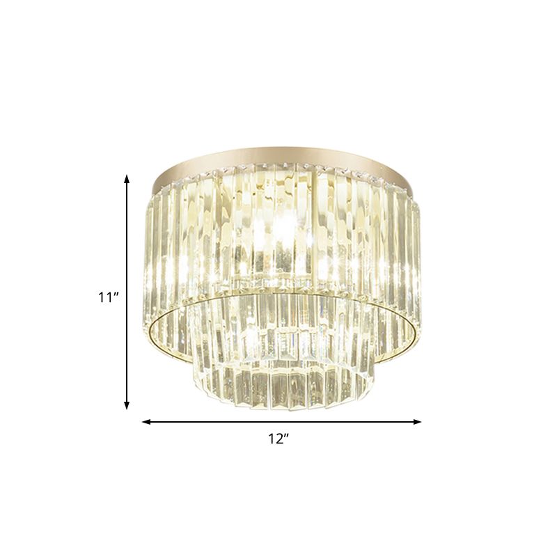Modernist Drum Massimale Lampada Clear Crystal 12 "/16" Larghezza 3/4 Luci Flush Montaggio Illuminazione per Living Room