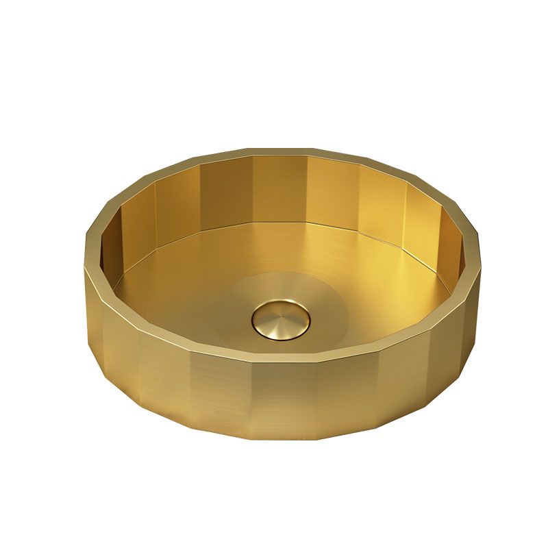 Modern Bathroom Sink Solid Color Metal Trough Bathroom Sink with Pop-Up Drain
