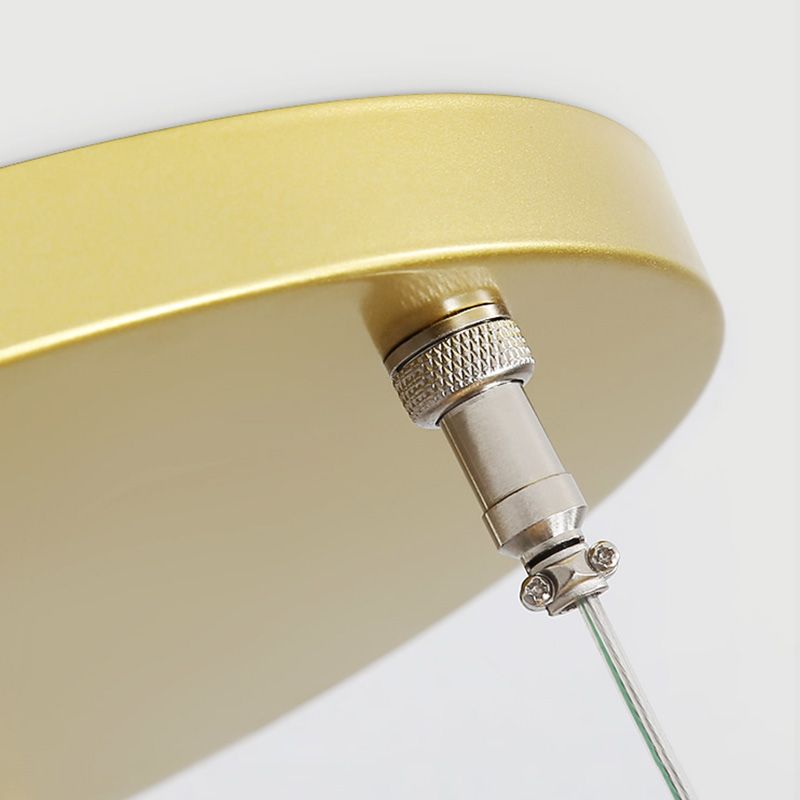 Gouden cirkelvormige led hanglamp in modern beknopte stijl smeedijzeren hangend licht met acrylschaduw