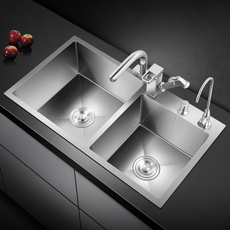 3 Holes Kitchen Sink Rectangle Stainless Steel Sink With Strainer