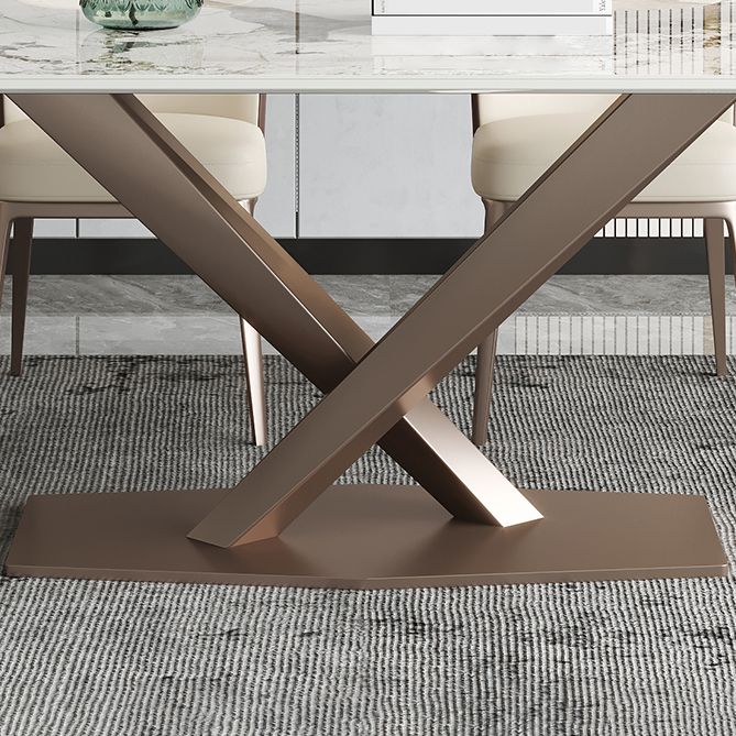 Luxury 1/4/5/7 Pieces Dining Set Sintered Stone Dining Table with Leather Chairs