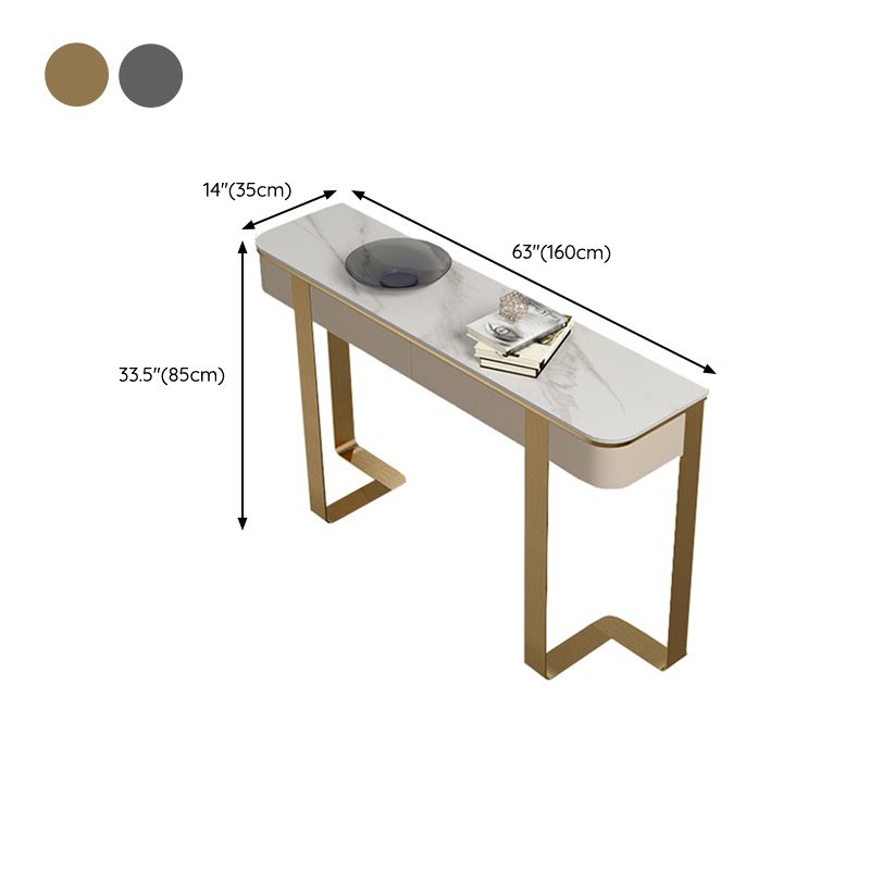 Glam Stone Half Moon Console Table 13.78" Wide 1-shelf Accent Table