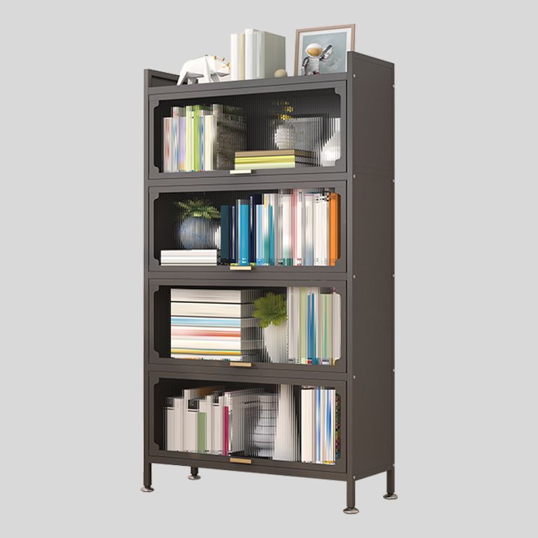 Modern Metal Bookshelf Standard Closed Back Bookcase with Doors