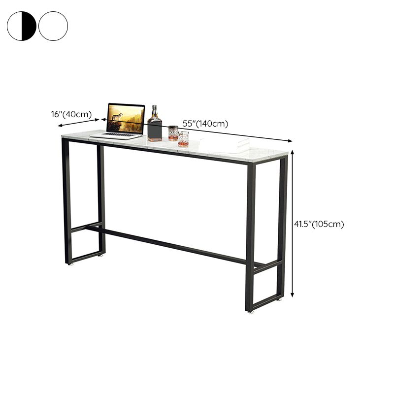 Industrial Bar Table Bar Height Rectangle Stone Top Pub Table for Indoor