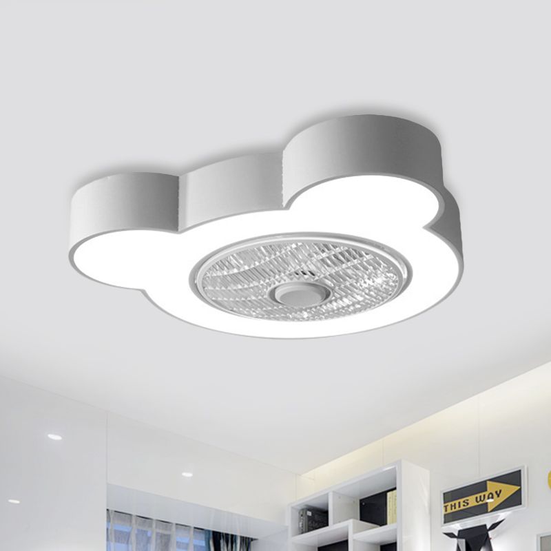 Cartoon Bear / Rabbit / Penguin Fan Lampy Acrylic Kids Room 23 "LED de large près du plafond Light en rose / gris